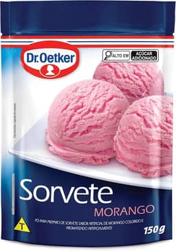 Dr. Oetker Sorvete Sabor Morango, Pó para Preparo de Sobremesa, Consistência Cremosa e Sabor Delicioso, 150g