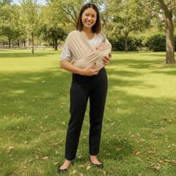 Sling Ergonômico Carregador Canguru de Vestir Wrap Bebe Recem Nascido Tecido Respiravel Cor Bege