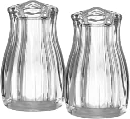 WOLFF - Conjunto 2 Peças Saleiro e Pimenteiro de Vidro com Tampa de Plástico Pétala