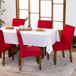 Kit com 4 Capas de Cadeira Lisa Ajustável com Elástico - Protetor Decoração Moderna Para Cozinha Jantar em Malha Gel Helanca (Vermelho)