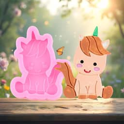 Molde de silicone de unicórnio, moldes de fondant de unicórnio para decoração de bolos, topo de cupcake, argila de polímero, chocolate, pasta de chiclete