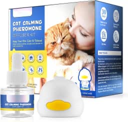 Kit difusor calmante para gatos 30 dias, difusor calmante de feromônios para gatos efetivamente alivia a ansiedade e o estresse, combate arranhões, difusor de feromônios para gatos - (1 difusor + 1
