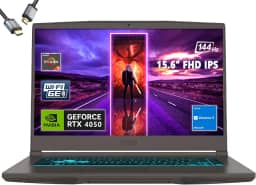 MSI Notebook para jogos fino de 15 de 15,6 polegadas e 144 Hz, AMD R5-7535HS, RTX 4050, Windows 11, com HDMI (16 GB de RAM | SSD PCIe de 1 TB)