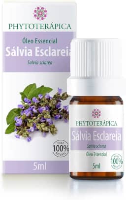 PHYTOTERAPICA- Óleo Essencial de Sálvia Esclareia -Para Difusor, Massagem e Aromaterapia -Energiza a mente, Proporciona clareza mental e Cuida da pele e cabelo -100% Puro e Natural -Terral, Herbal,5ml