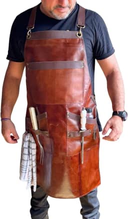 Avental de couro legitmo churrasqueiro Profissional