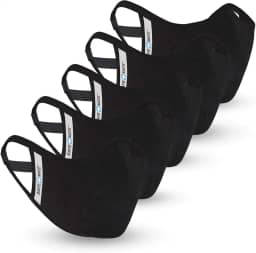 Safe+Mate x Case-Mate – Máscara de tecido – Lavável e reutilizável – Adulto G/GG – Algodão – com filtro – Pacote com 5 – Preto