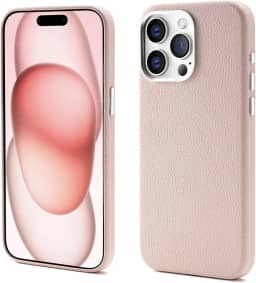 Capinha Premium de Couro Anti Impacto – Compatível com Modelos de iPhone (Carregamento Sem Fio Magnético),À Prova d’Água e Poeira, Botões de Metal e Proteção da Câmera(cor-de-rosa, iphone_16)