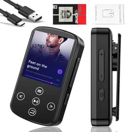 MP3 Player MP4 Player Bluetooth Música Digital Portátil Bluetooth FM Som sem Perdas HiFi Suporte TF Card de Até 128 GB Preto(Função de clipe traseiro) GN-641