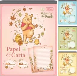 Kit C/ 4 Papel de Carta Pooh TILIBRA - 50 Folhas
