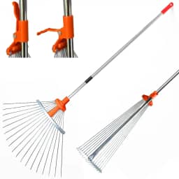 Vassoura Rastelo Metálica Regulável com Cabo, Hastes Antiferrugem Abertura de 18 a 57cm e Alcance de Altura de 120 a 159cm - Merax