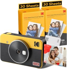 Kodak Mini Shot 2 Retro - Câmera Instantânea e Impressora Fotográfica 2 em 1 (60 folhas), foto 5,3 x 8,6cm, compatível iOS e Android, Bluetooth, 4PASS alta definição e acabamento laminado - Amarela