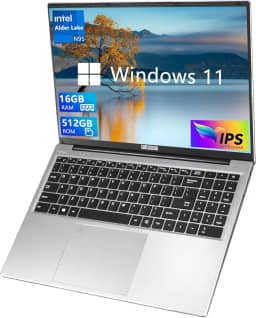 Notebook para jogos FUNYET de 16 polegadas, Windows 11 Pro 2025, 16 GB de RAM, SSD de 512 GB, processador Intel N95 de 12ª geração (até 3,4 GHz), teclado retroiluminado, desbloqueio por impressão