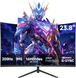 Monitor Gamer Curvo 23.8 Polegadas 200Hz - 1ms,R1500,Full HD 1920x1080,Tecnologia AMD FreeSync e NVIDIA G-SYNC,Alto-Falantes Integrados,Suporte VESA - Ideal para Filmes e Entretenimento e Jogos
