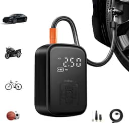 Compressor de Ar Portatil, Calibrador de Pneus Portatil, Bomba de Encher com Display Digital, Pré-sets de Pressão, Power Bank 6000mAh para Carros/Motos/Bicicletas e Bolas