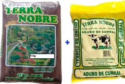 Kit Terra Adubada 5Kg + Adubo Orgânico de Curral 1Kg Terra Nobre - Plantas - Hortas - Plantação