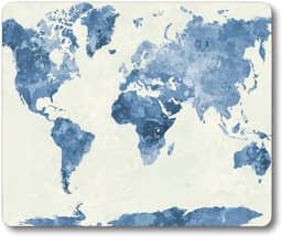 Mouse pad Smooffly World Map Gaming, mouse pad de borracha antiderrapante com mapa do mundo Watercolor Bule