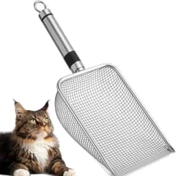 Pá Coletora de Fezes em Aço Inox para Gatos | Pazinha Higiênica com Peneira para Caixa de Areia, Substratos e Colheres de Areia | Limpeza Prática de Terrários, Gaiolas e Ambientes Pets