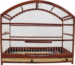 Gaiola Pequena Para Passarinho Em Madeira - Coleira/Coleiro/Coleirinha Mogno