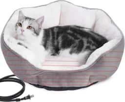 Cama aquecida para gatos e cães pequenos – Cama aquecida de inverno para animais de estimação, cama térmica de veludo e algodão ultramacia para cães para clima frio, proteção contra superaquecimento