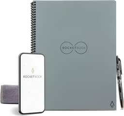 Rocketbook Caderno reutilizável inteligente com 1 caneta Pilot Frixion e 1 pano de microfibra, tamanho executivo 15,2 x 22,3 cm, Deep Space Grey