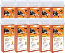Kit 10 Refil Cera Depilatoria Corporal Profissional Depilação Roll On Depilflax Mamao 100g
