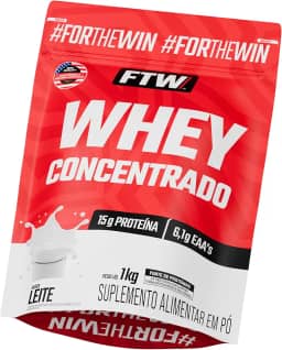 FTW Whey Concentrado com Proteína Concentrada WPC, Suplemento Alimentar em Pó com 15g de Proteína por Porção, Rico em Aminoácidos Essenciais, Sem Glúten – Refil 1KG (Leite)