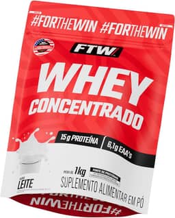 FTW Whey Concentrado com Proteína Concentrada WPC, Suplemento Alimentar em Pó com 15g de Proteína por Porção, Rico em Aminoácidos Essenciais, Sem Glúten – Refil 1KG (Leite)