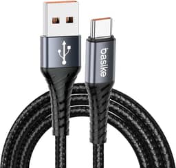 Basike Cabo USB-C (tipo C) para USB, 27W Carregamento Rápido, Nylon Trançado, 1MT (Azul Escuro)