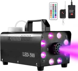 Máquina de neblina com 8 luzes LED, máquina de fumaça com efeito de 13 luzes LED coloridas, neblina de 500 W e 2000 CFM com controle remoto, interior, perfeita para Halloween, festa,