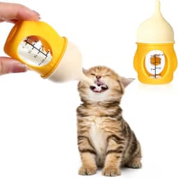 Mamadeiras de silicone macio para animais de estimação para filhotes e filhotes recém-nascidos (20 ml, amarelo)