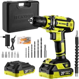 Parafusadeira Furadeira De Impacto Sem Fio 20v Profissional 2 Baterias 42N.m e Pinça de 3/8” Com LED,Maleta,broca, Eixo Flexível