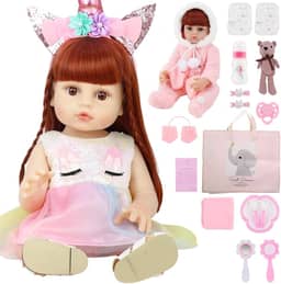Boneca reborn sabe cantar, Bebe reborn realista, 55 cm,Conjunto de 20 peças, Sacolas de presente e toalhas de banho são fornecidas, Presentes adequados para meninas de 3 anos ou mais