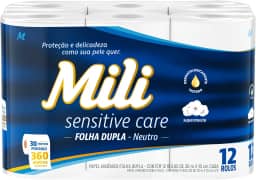 Mili Papel Higiênico Sensitive Care 30m Folha Dupla Neutro - 12 rolos