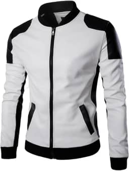 WSLCN Jaqueta Masculina de Couro Sintético Slim Fit Jaqueta de Motociclista