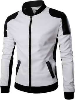 WSLCN Jaqueta Masculina de Couro Sintético Slim Fit Jaqueta de Motociclista