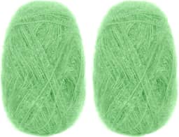 CAMAL Fio de poliéster para panos de prato para suprimentos de crochê, fio de tricô colorido brilhante para panos de prato, artesanato DIY, 2 pacotes 109 jardas por novelo (verde grama)