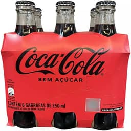 Refrigerante Coca-Cola Sem Açucar 250ml - 6 unidades