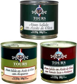 Atum em Lata Sólido Tours em Azeite, Tomate Seco e Alcaparras - 3 Un. - 255g cada