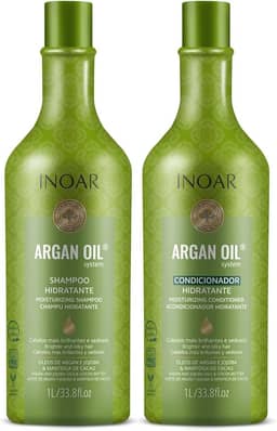 Inoar, Kit Argan Oil System – Shampoo e Condicionador 1L, Hidratação Profunda, Brilho Intenso, Redução de Frizz, Nutrição com Óleo de Argan, Para Todos os Tipos de Cabelo
