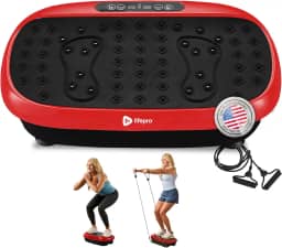 Compact Standing Vibration Plate Platform, Whole Body Vibration Exercise Machine for Low Impact Workouts with Resistance Bands and Remote