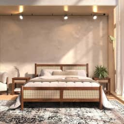 IDIMEX Cama Queen Palhinha Madeira 200 x 160 cm Rattan Reforcada Castanho Cefira