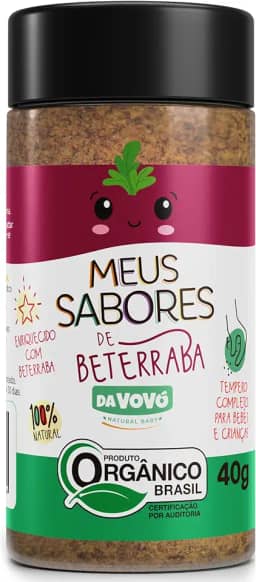 Da Vovó, Temperinho completo, Primeiro sabores, Para todos os tipos de comidas, Enriquecido com Beterraba, Ideal para bebês e crianças, Orgânico, 40 Gramas