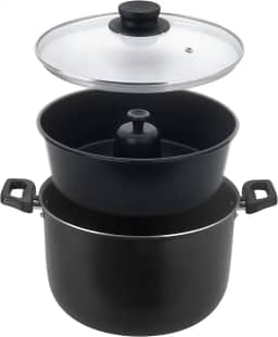 Multiflon Jogo Caçarola 20 Centímetros/Forma para Pudim Banho- Maria - 2 Peças Aluminio Antiaderente Com Tampa de Vidro Linha Versátil Resistente Durável e Saudável