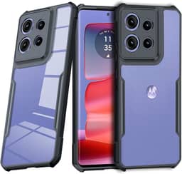 Capa para Motorola Moto Edge 50 Neo/Moto S50 capa ultrafina de TPU macio + traseira transparente acrílica airbags de grau militar proteção contra quedas à prova de choque, preto transparente