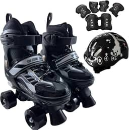 Patins Infantil 4 Rodas, Patins Quad, Patins Infantil Menina, Ajustável em 4 Tamanhos, com Bolsa e Kit Proteção