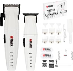 WMARK Conjunto de cortadores de cabelo profissionais para homens, cortadores e aparadores de barbeiro com indicador de capacidade de bateria LED com caixa de presente NG-8632KIT