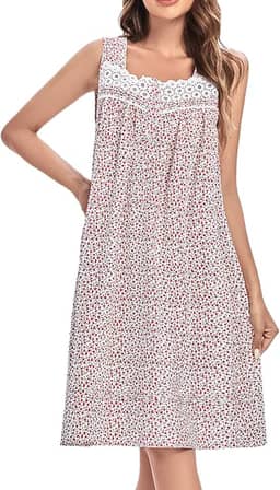 Camisola feminina sem mangas de algodão confortável camisola vitoriana leve