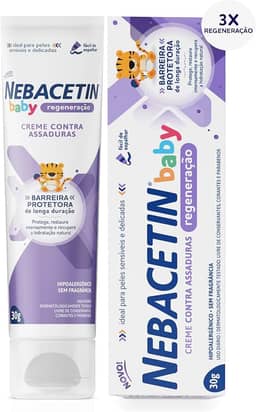 Pomada Contra Assaduras Nebacetin Baby Regeneração 30g - Cuida e Trata Peles Irritadas, Forma Barreira Protetora na Pele