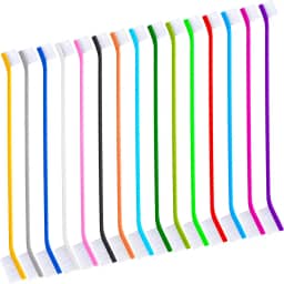 Nuenen 15 escovas de dentes para cães, duas cabeças, kit de escovação de dentes para filhotes, escova de dentes de cabo longo para cães grandes e pequenos, gatos, a maioria dos animais de estimação