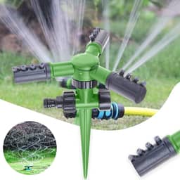 Irrigador Giratório 3 Jatos Aspersor 360 Graus Espiga Para Jardim Gramado Horta Plantação Agrícola